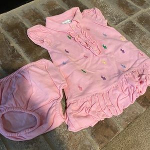 Baby girl Polo Ralph Lauren dress with bloomers, size 6 month